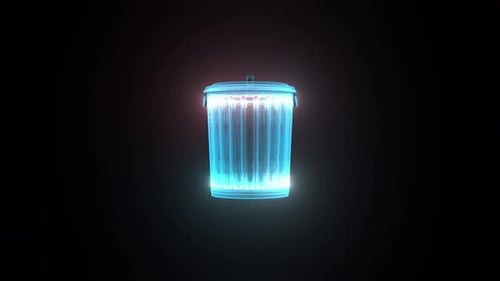 Futuristic Holographic Trash Can Icon Rotation