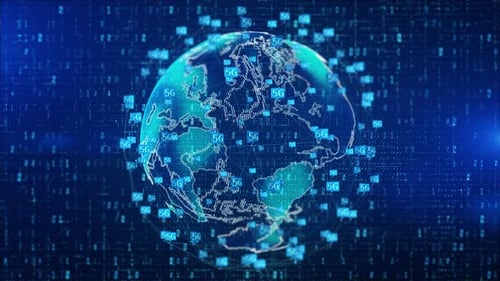 Futuristic 5G Global Network Connection Data Animation