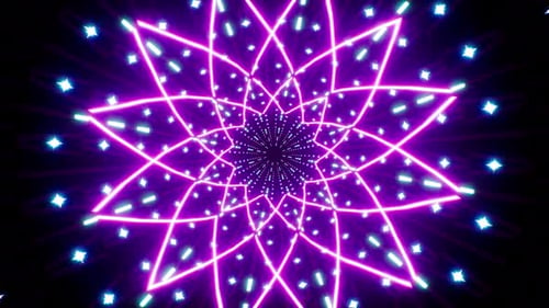 Violetter Lichtertunnel in Blumenform 4K Loop