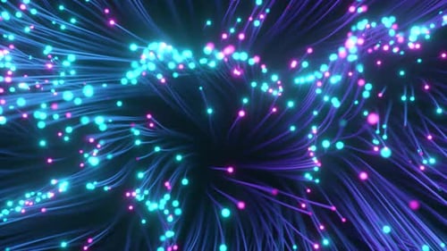 Dynamic Neon Glowing Fiber Optic Particles Background