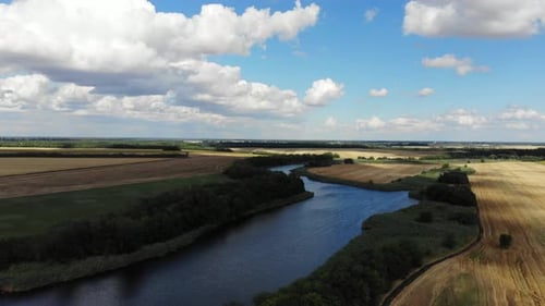 Drone video of the village nature.