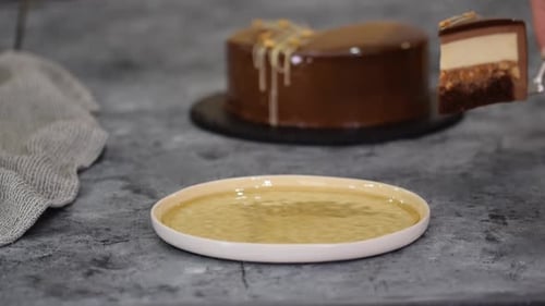 Serving Chocolate Cake Slice on Plate