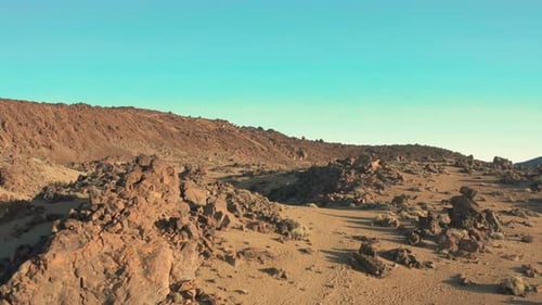 Desert Martian Landscape Formed of Frozen Volcanic Lava