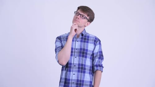 Man Ponders Idea with Hand on Chin