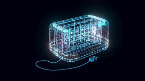 Futuristic Digital Toaster Wireframe Animation
