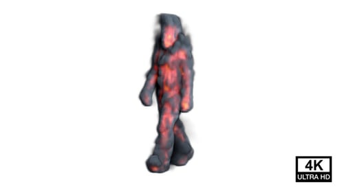 Fiery Lava Creature Walking Animation Alpha Channel