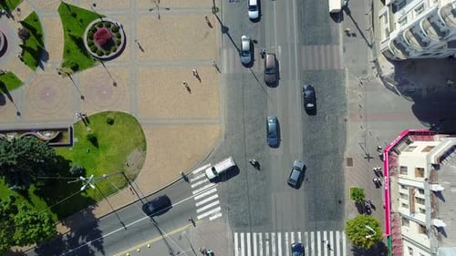 Aerial shot of the central street