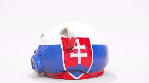 Deflating Piggy Bank Printed Flag Slovakia