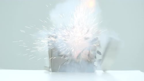 Video cassette player exploding, Ultra Slow Motion