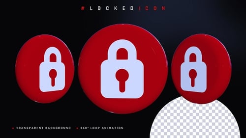 Modern 3D Security Lock Icon Rotation Animation