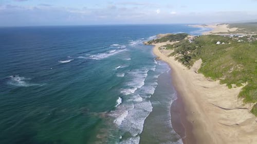 Aerial View of Beautiful Ocean and Sandy Beach