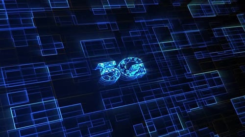 5G Technology Digital Network Grid Futuristic Background Animation