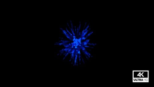 Blauer Rauchstoß mit Funken, Ansicht von oben