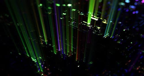 Futuristic Digital Grid with Neon Light Beams Motion Background