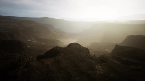 Majestic Aerial Flyover of a Grand Canyon Landscape