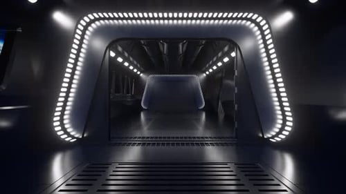 Scifi Tunnel in Outer Space with Neon Light