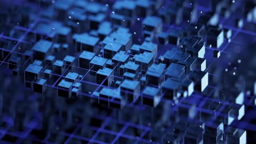 Animated Futuristic Digital Grid of Cubes Background