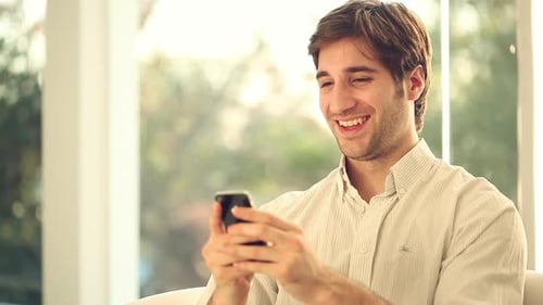 Man using smartphone