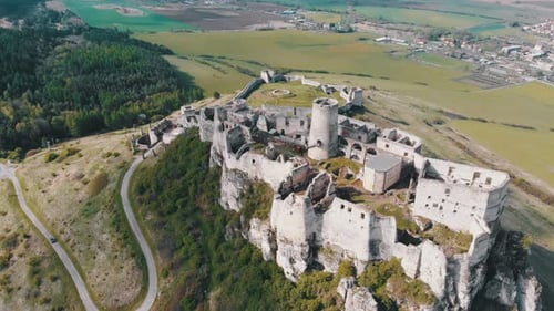 Aerial Drone View on Spis Castle. Slovakia. Ancient Castle, Spissky Hrad.