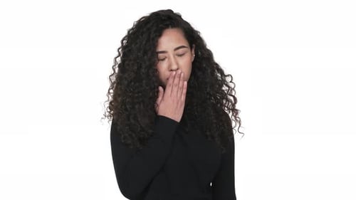 Woman Blowing Kiss on White Background