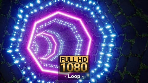 Grass Stone Tiles Octagon VJ Tunnel Full HD