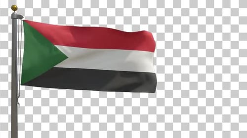 Sudan-Flagge auf Flaggenmast mit Alphakanal