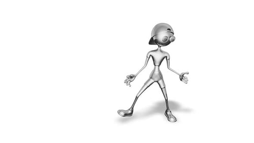 3D Silver Man Dance Looped auf Weiß