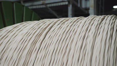 Close Up of Wire Spool in Factory Setting