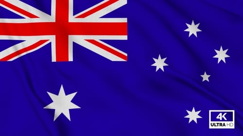 Realistic Australian National Flag Waving Seamless Loop Background