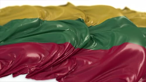 Realistic Waving Lithuanian National Flag Animation Loop