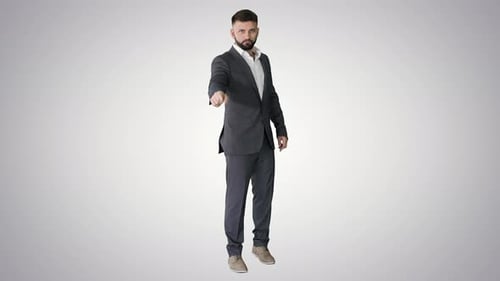Well Dressed Man Gesturing on White Background