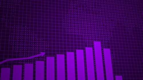 Animated Business Growth Graph with World Map Background