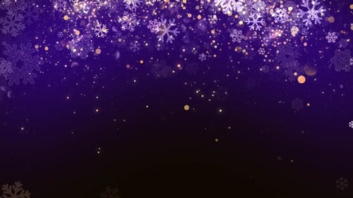 Christmas Violet Snowflake Background with Glitter Particles