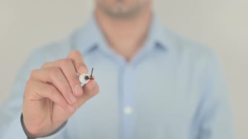 Man Writes the Word Increase on Transparent Surface