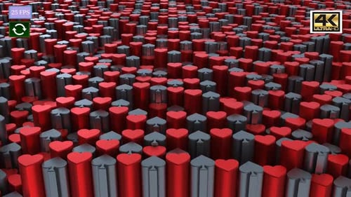 Geometric 3D Hearts and Spades Undulating Pattern Background