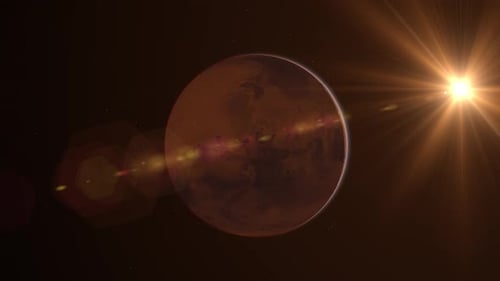 Mars Planet Rotating in the Outer Space