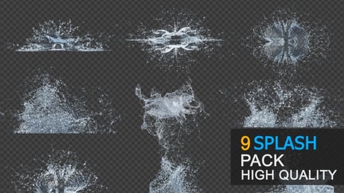 Realistic Water Splash Elements Pack with Alpha Channel