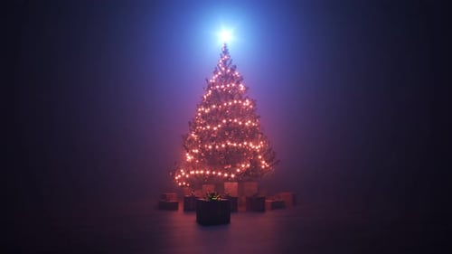 Glowing Christmas Tree with Presents Animation Loop