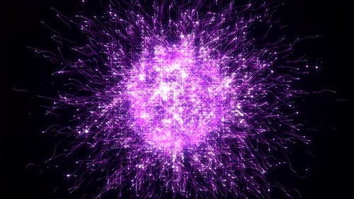 Abstract Glowing Purple Particle Sphere Expansion Animation