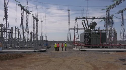 Utility Poles and Generators on Power Station