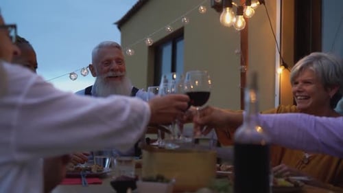 Friends and Family Celebrate With a Wine Toast