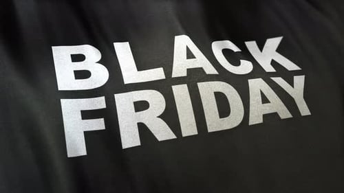 Black Friday Text Animation on Waving Cloth Background
