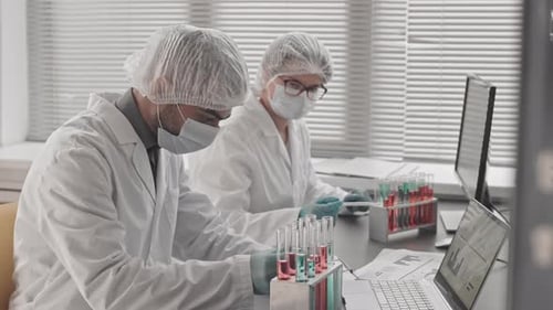 Wissenschaftler arbeiten mit Reagenzgläsern