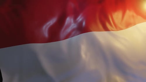 Waving Indonesian Flag with Realistic Fabric Motion