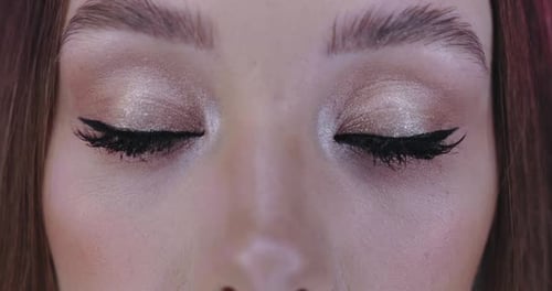 Woman's Eye with Dark Eyeliner and Eyeshadow Close Up