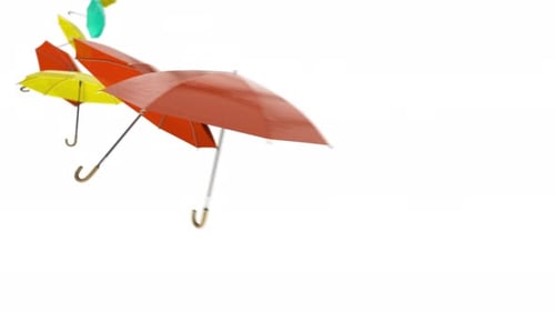 Colorful Animated Umbrellas Falling and Floating Loop