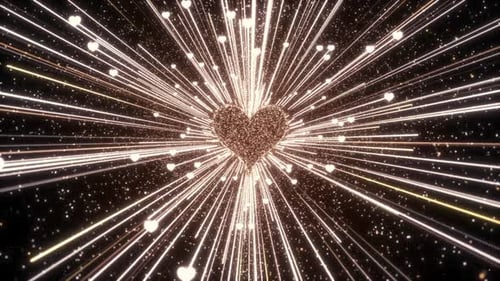 Sparkling Heart with Golden Light Rays Celebration Background