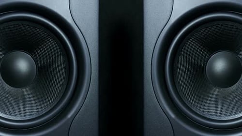Close Up of Black Audio Speakers