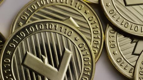 Rotating shot of Litecoin Bitcoins (digital cryptocurrency) - BITCOIN LITECOIN 0026