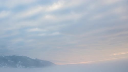 View in Foggy Sunset Winter Mountain